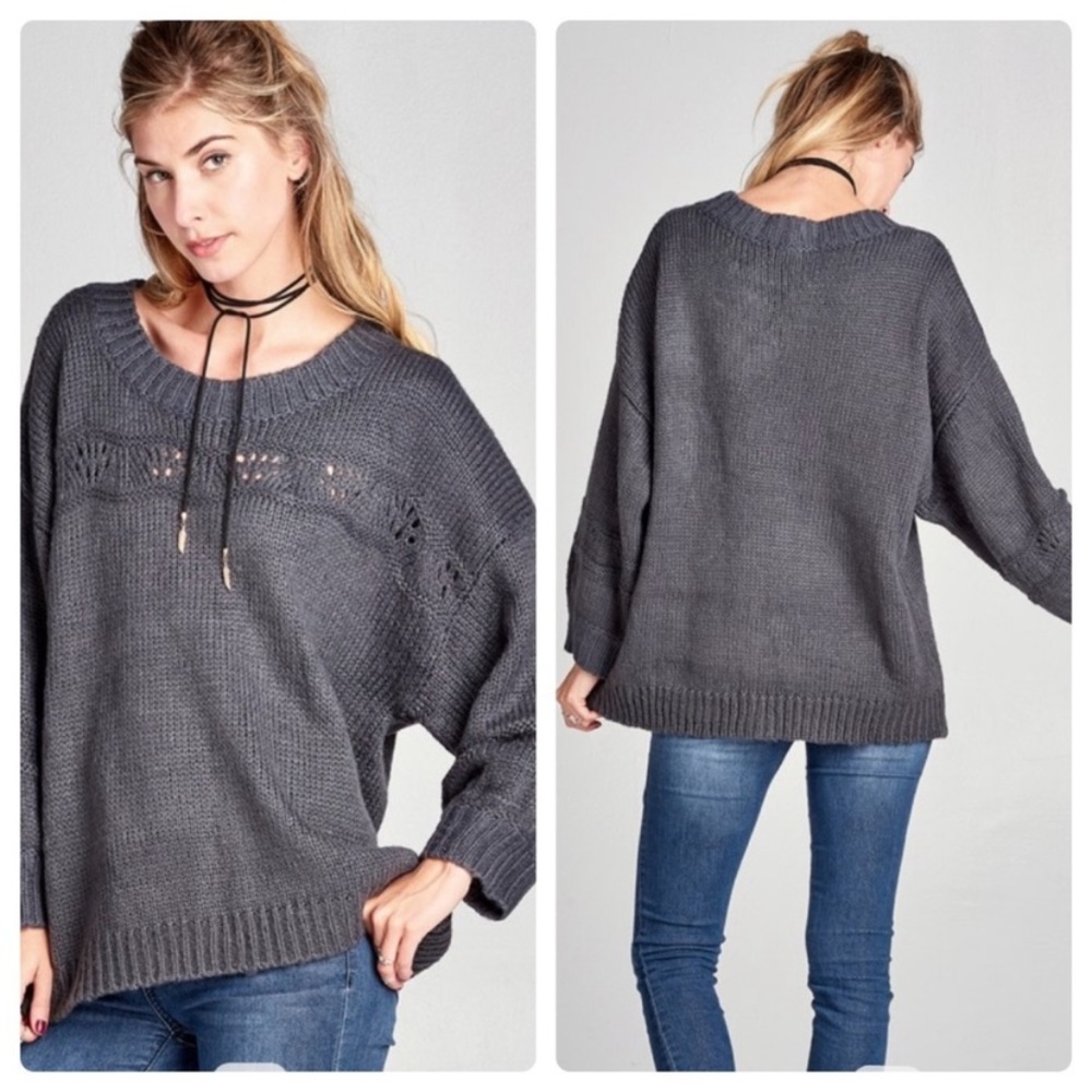 ❤️2 for $40❤️charcoal one size sweater - Picture 6 of 8